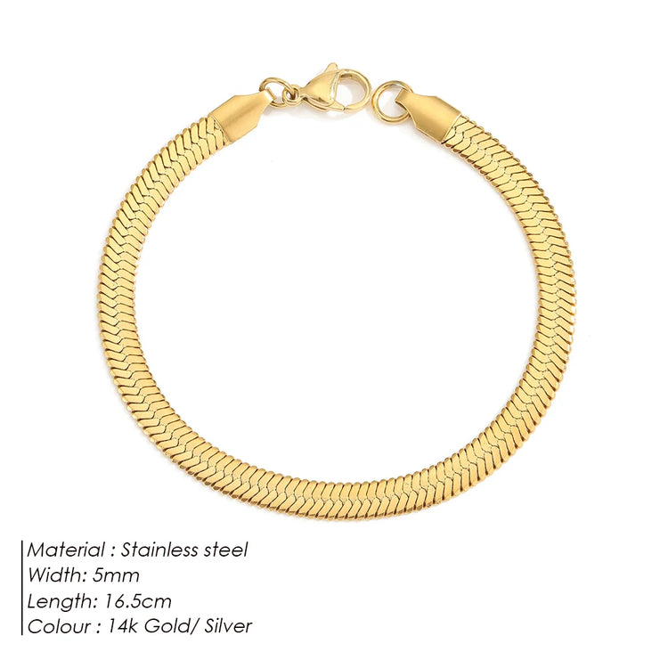 Bracelet chaîne serpent réglable plaquée or
