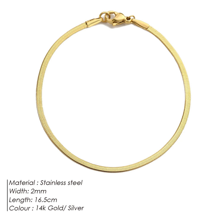 Bracelet chaîne serpent réglable plaquée or