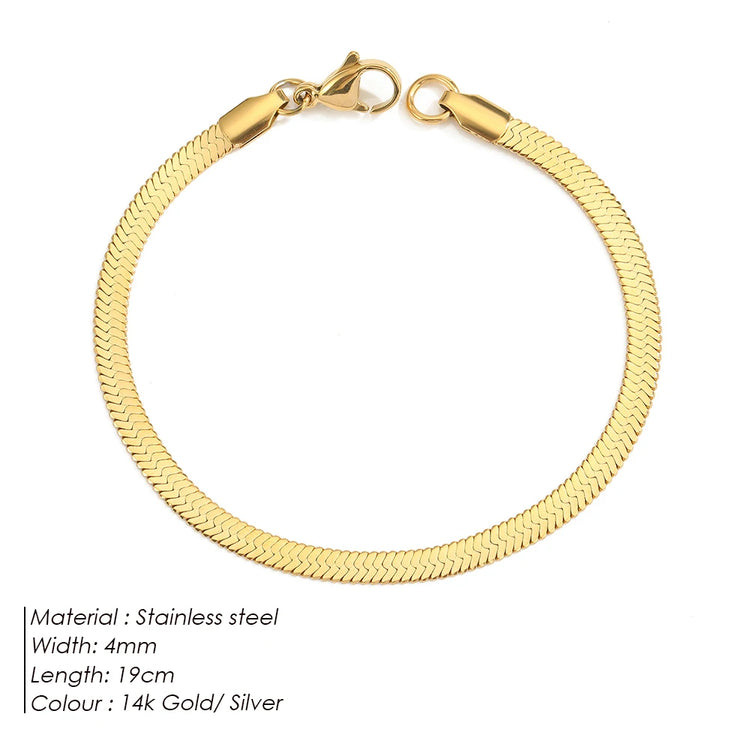 Bracelet chaîne serpent réglable plaquée or