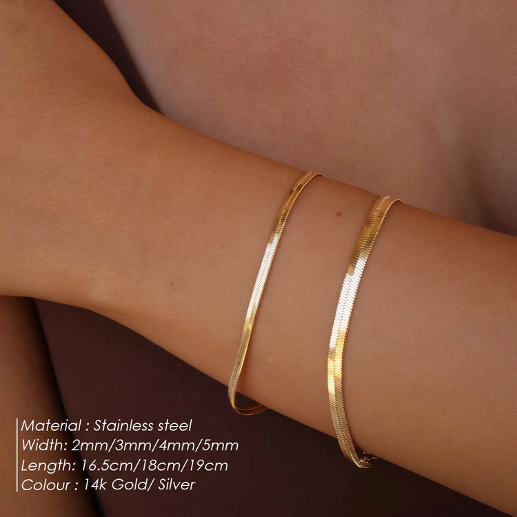 Bracelet chaîne serpent réglable plaquée or