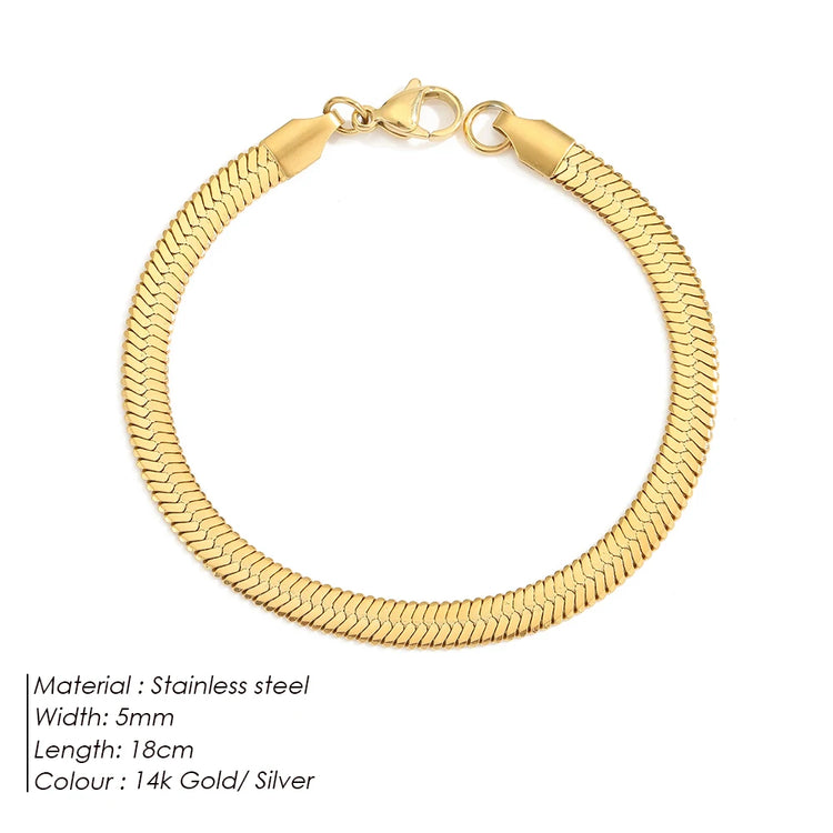 Bracelet chaîne serpent réglable plaquée or