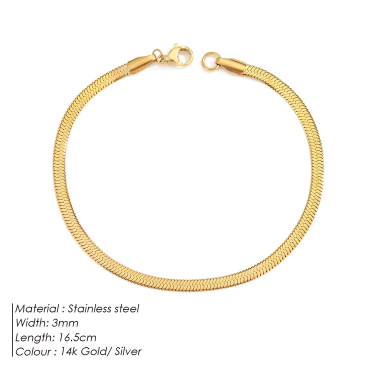 Bracelet chaîne serpent réglable plaquée or