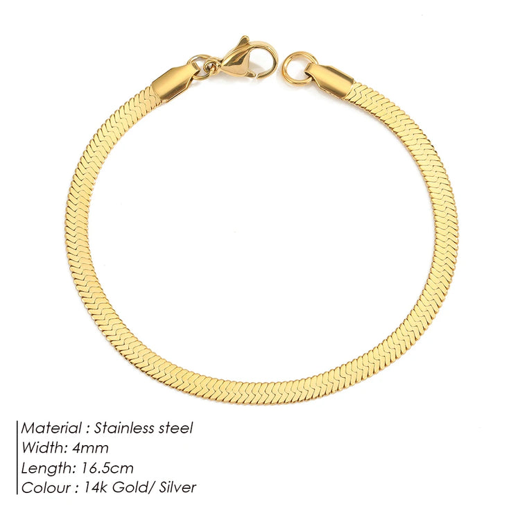 Bracelet chaîne serpent réglable plaquée or