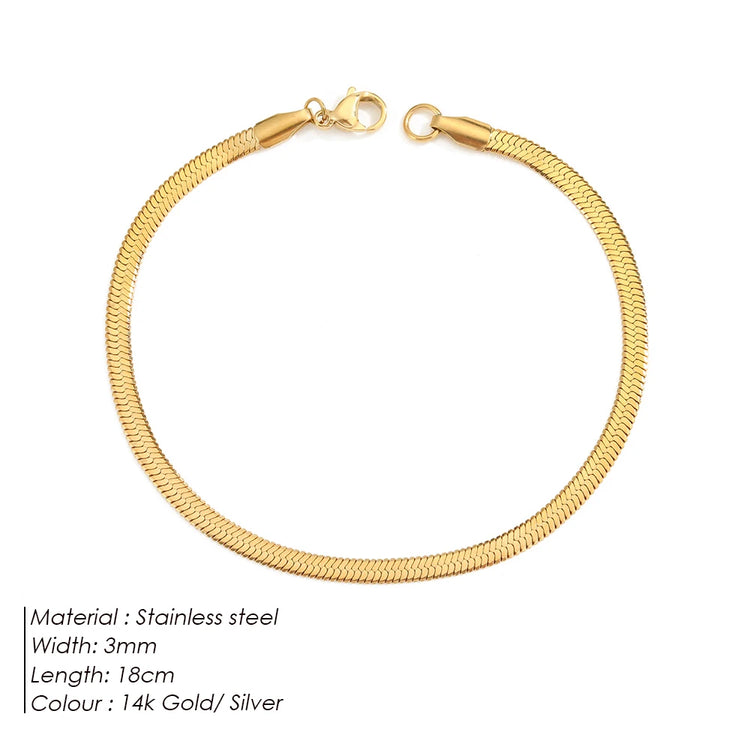 Bracelet chaîne serpent réglable plaquée or