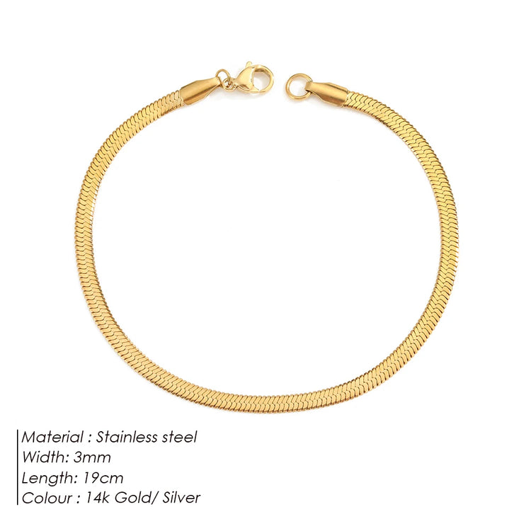 Bracelet chaîne serpent réglable plaquée or