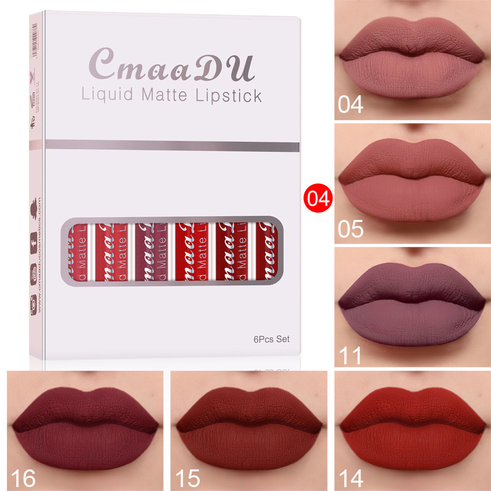 6 boîtes de rouge à lèvres mat antiadhésif et waterproof, longue tenue