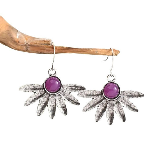 Boucles d’oreilles style bohème avec fleurs et plantes