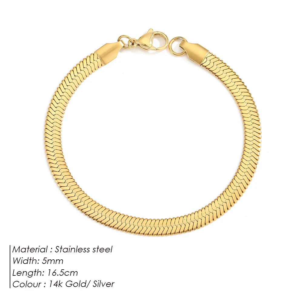 Bracelet chaîne serpent réglable plaquée or