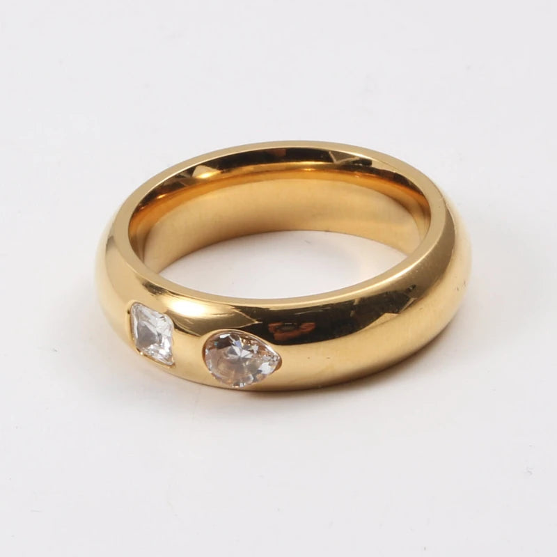 bague en acier inoxydable plaquée or