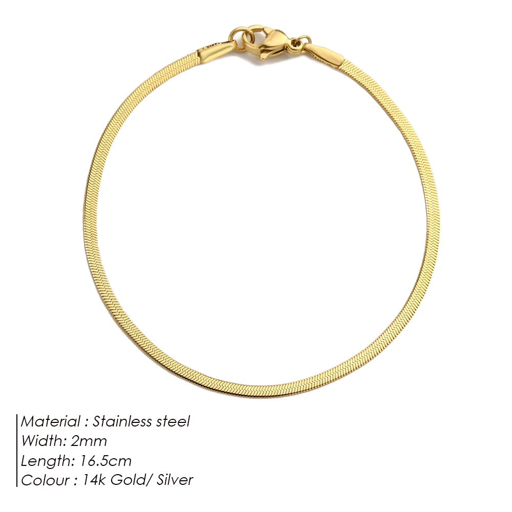 Bracelet chaîne serpent réglable plaquée or