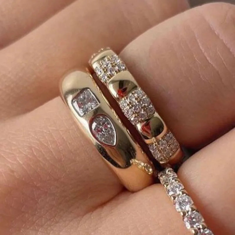 bague en acier inoxydable plaquée or