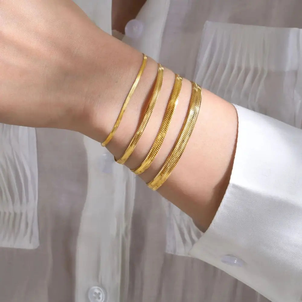 Bracelet chaîne serpent réglable plaquée or