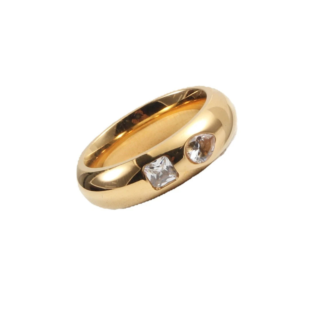 bague en acier inoxydable plaquée or