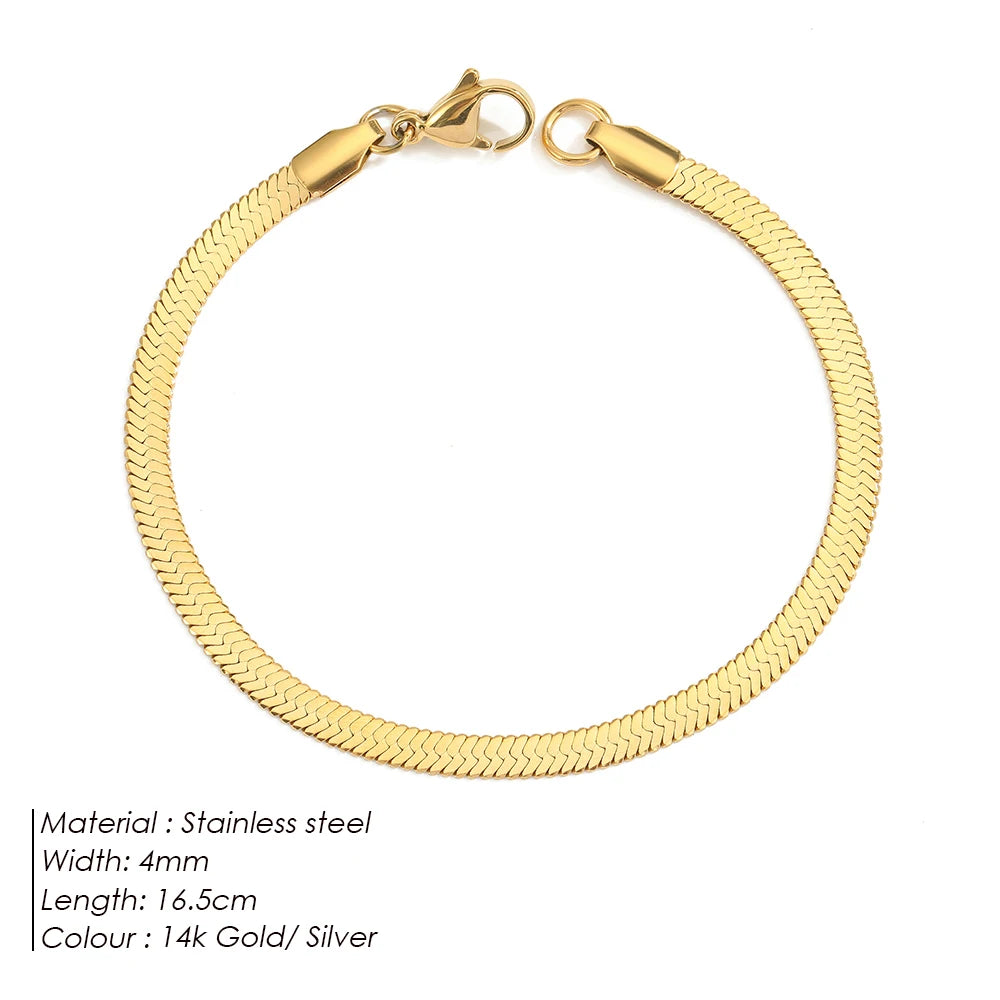 Bracelet chaîne serpent réglable plaquée or
