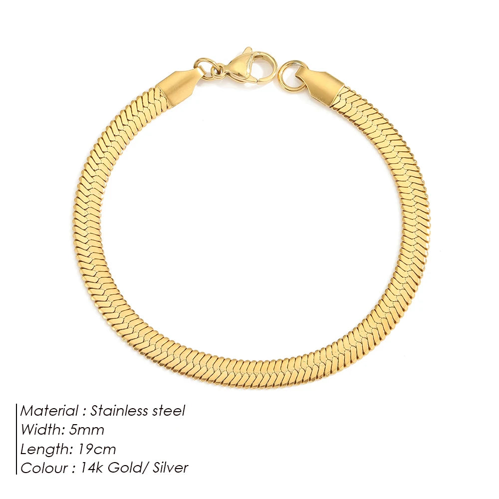 Bracelet chaîne serpent réglable plaquée or