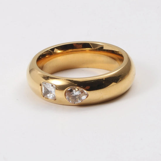 bague en acier inoxydable plaquée or