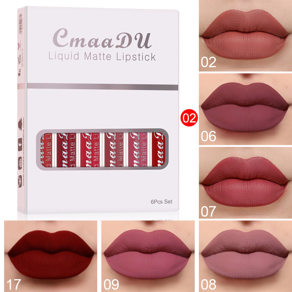 6 boîtes de rouge à lèvres mat antiadhésif et waterproof, longue tenue