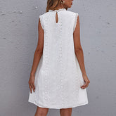 View details for Robe mi-longue ample sans manches en dentelle crochetée Robe mi-longue ample sans manches en dentelle crochetée